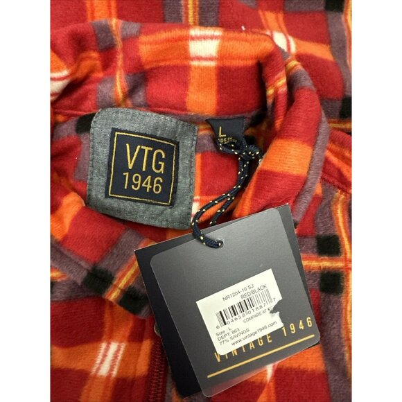 Men's VTG 1946 Red Plaid Brushed Fleece L/S Zip-Up Shirt Jacket Size Large NWT - Picture 11 of 11